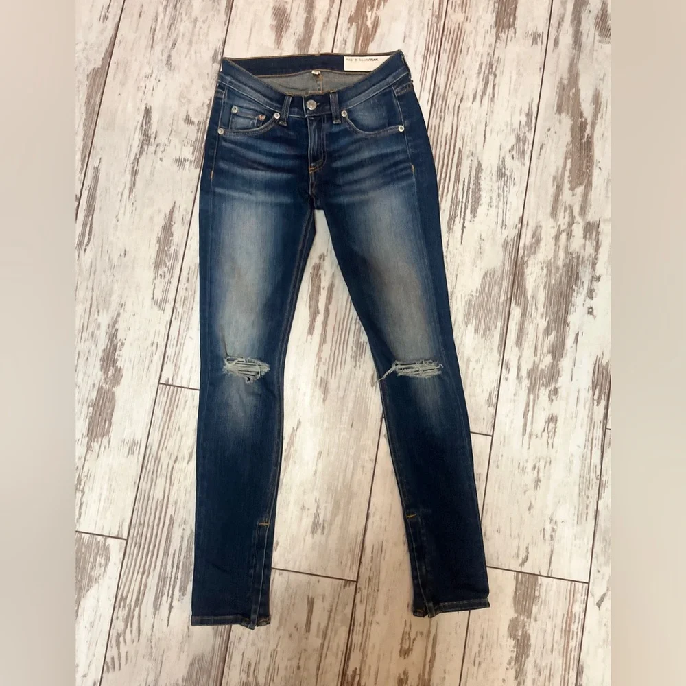 Rag & Bone Zipper Capri Skinny Jeans Distressed Ankle Zip Size 24 NWOT - Picture 15 of 16